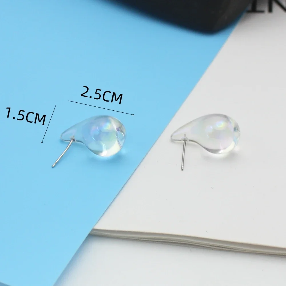 Waterdrop akryl UV AB kolor przezroczyste gładkie kolczyki sztyfty dla kobiet hiperbola Punk geometria Party biżuteria prezent na boże narodzenie — zdjęcie 6