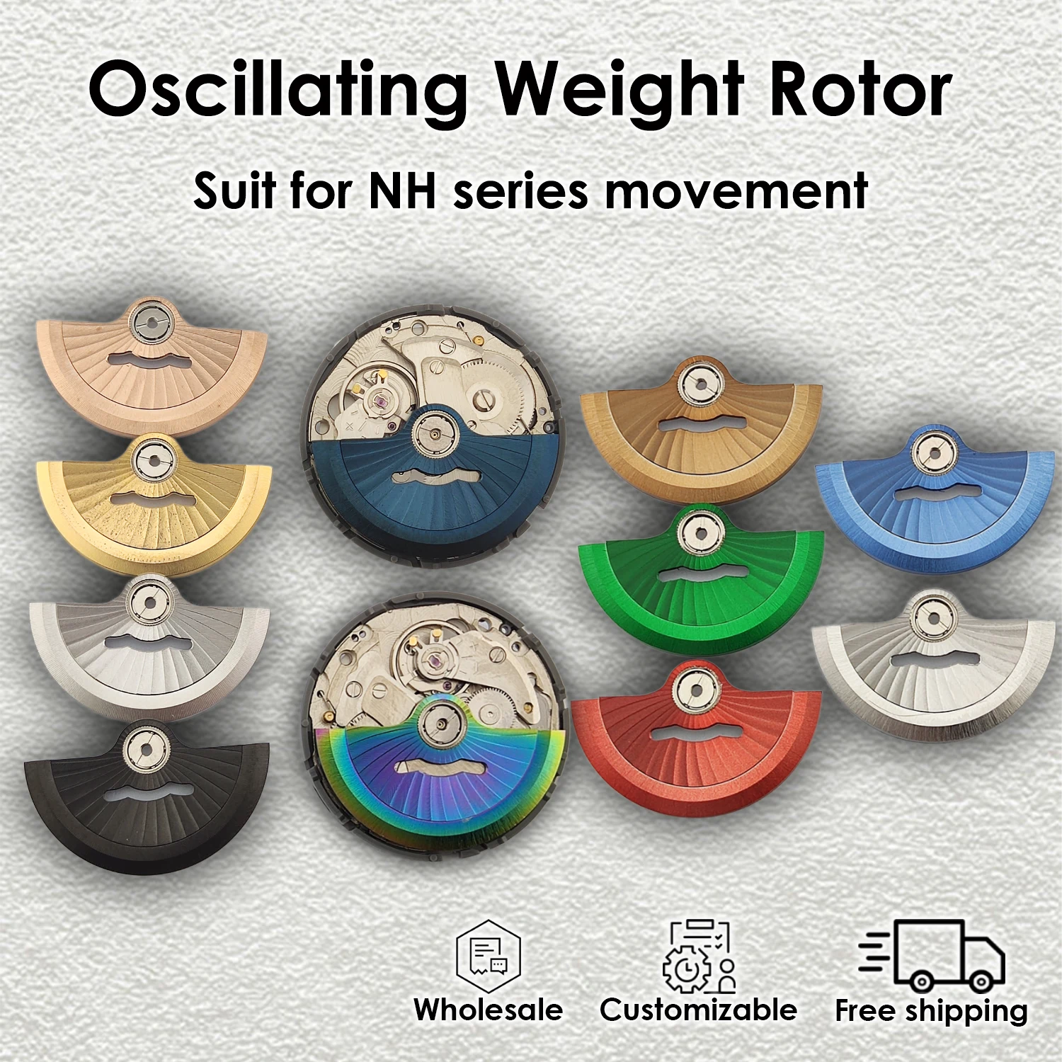 

Watch movement Rotor Creative Refit parts suit for NH series movement Colorful hollow Watch accessory Customizable wholesale