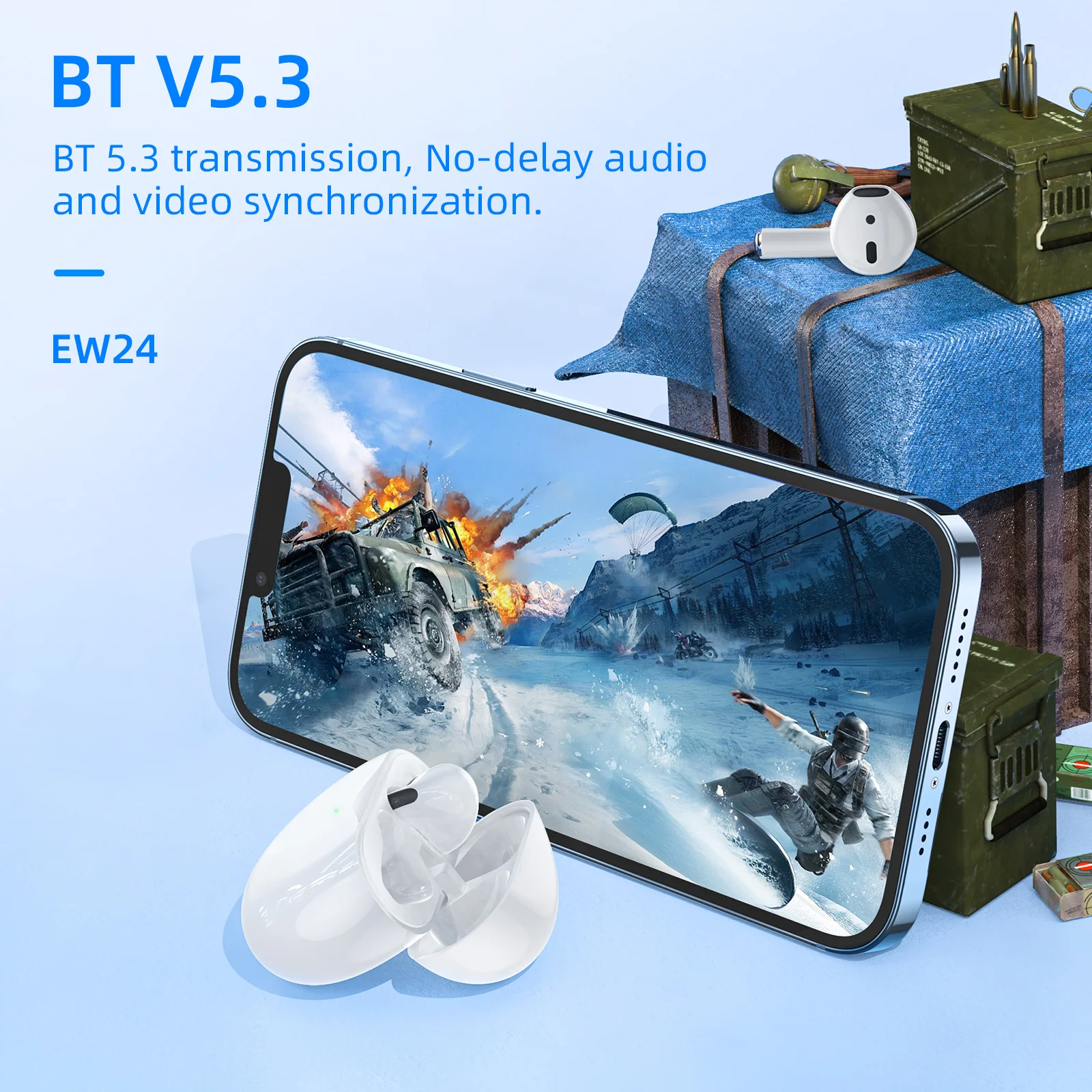 Hoco ew24 mini fone de ouvido bluetooth sem fio alto sons semi-in-ear música baixo fones de ouvido para iphone android móvel branco