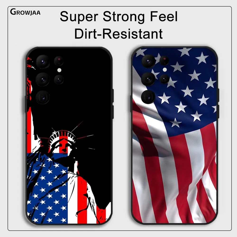 A-American U-USA Flag Phone Case for Samsung Galaxy S24 Ultra S22 S23 Ultra S21 S20 5G Protective Silicone TPU Funda