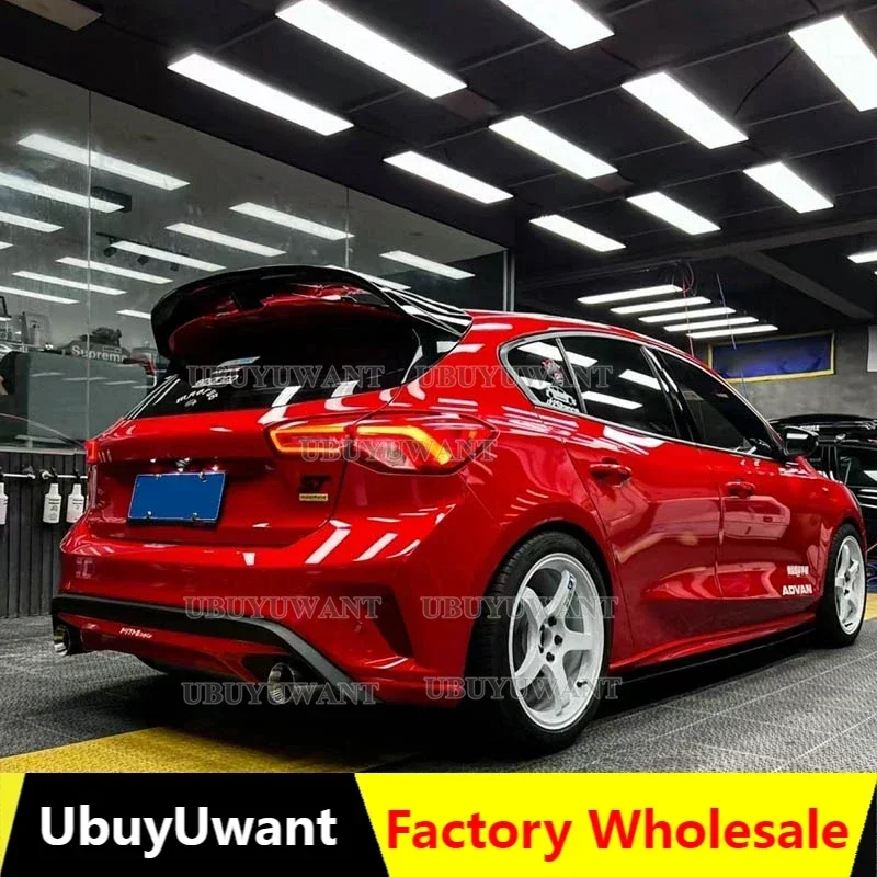 For Focus ST Line Hatchback Sports Spoiler Extension Cap Tail ABS Texture Bright Black Special Vehicle Supplies 2019 2021 2022