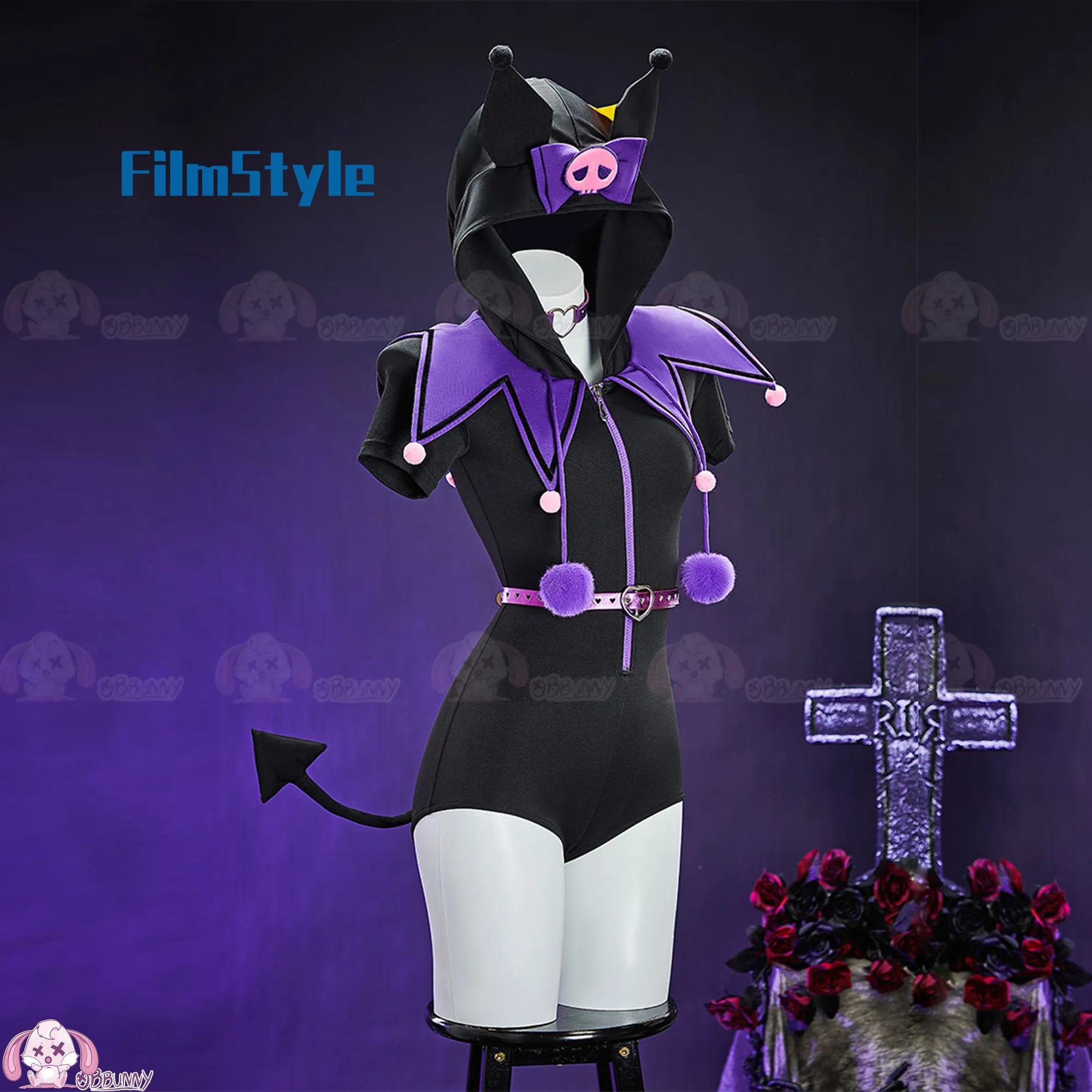 

Original Black Purple Little Demon Lomi Fanart Cosplay Costume, Cute Bodysuit Outfit