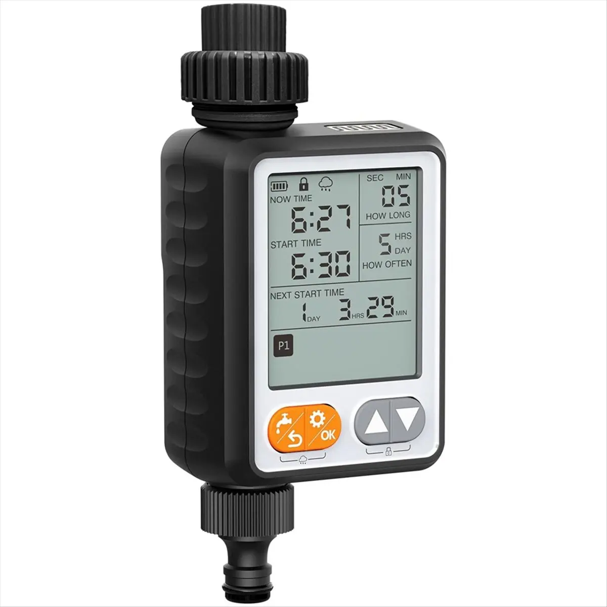 Y17A Sprinkler Timer, 10 Separate Programmable Digital Irrigation Hose Water Timer, IPX5 Waterproof Drip Irrigation System