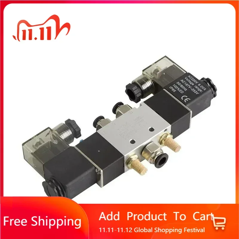 4V120-06 4V420-15 4V320-10 Air Pneumatic Solenoid Valve 5 way 2 Position 1/4