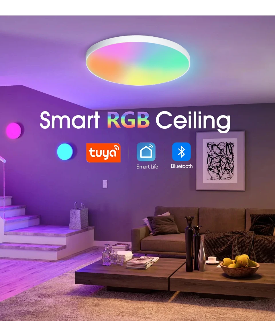 30W 36W Smart LED Ceiling Light RGB Dimming APP TUYA Remote Control Timing Indoor Home Decor Bluetooth WIFI Bedroom Living Room