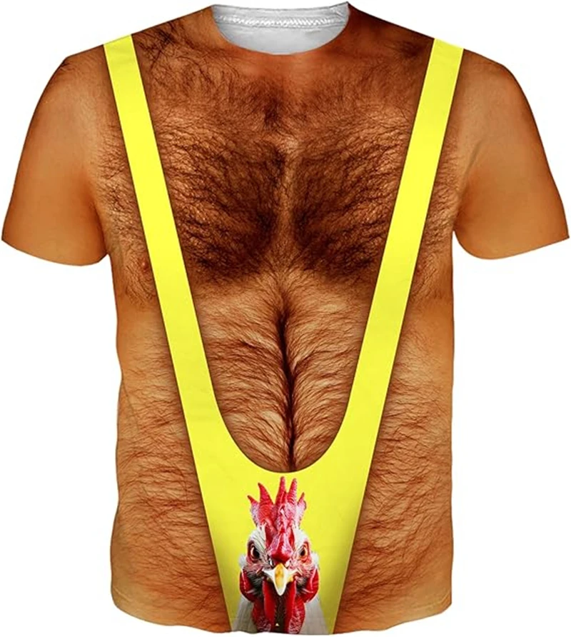 Funny Muscle Pattern 3D Printed Men's Short-sleeved T-shirt Casual Sportswear Fitness Outfit Streetwear Role-playing Apparel