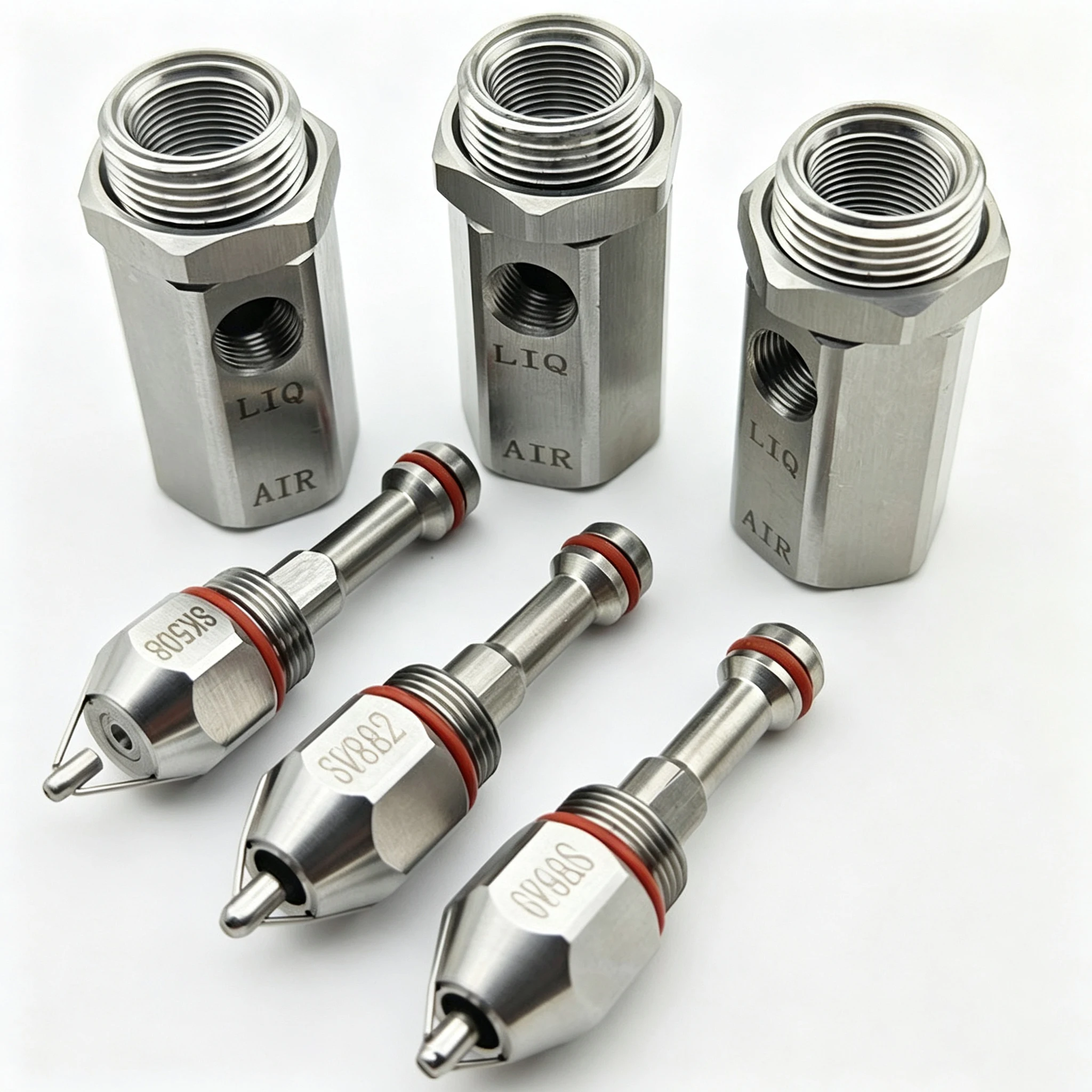 Dry Fog Super Fine Mist Air Atomizing Nozzle 30° 60° 80° Ultrasonic Air Atomizer Spray Nozzle Dust Removal SS304 Stainless Steel