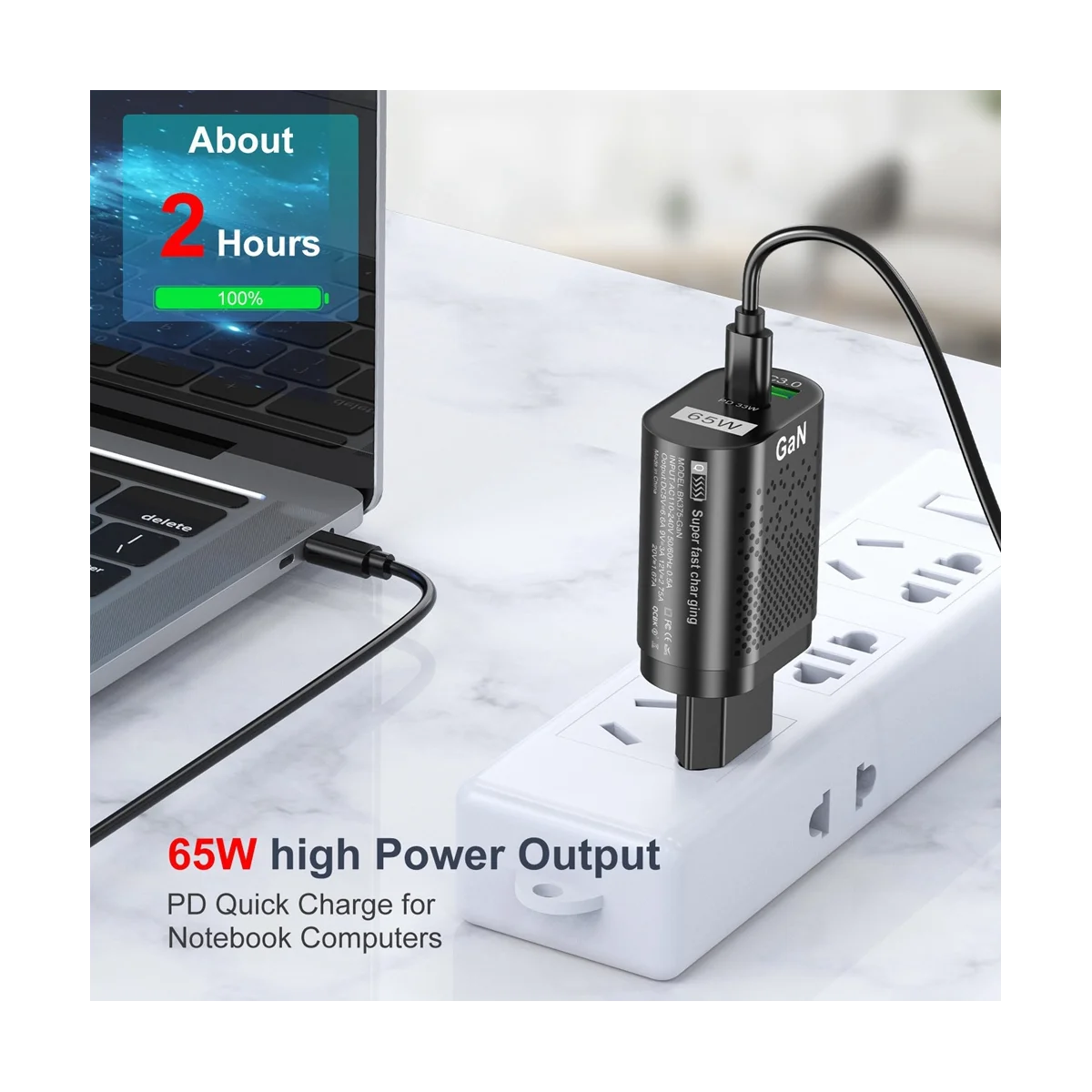 Szybka ładowarka do telefonu komórkowego 65W Multi-Port QC3.0 PD szybka ładowarka ręczna do IPhone Samsung Huawei EU Plug