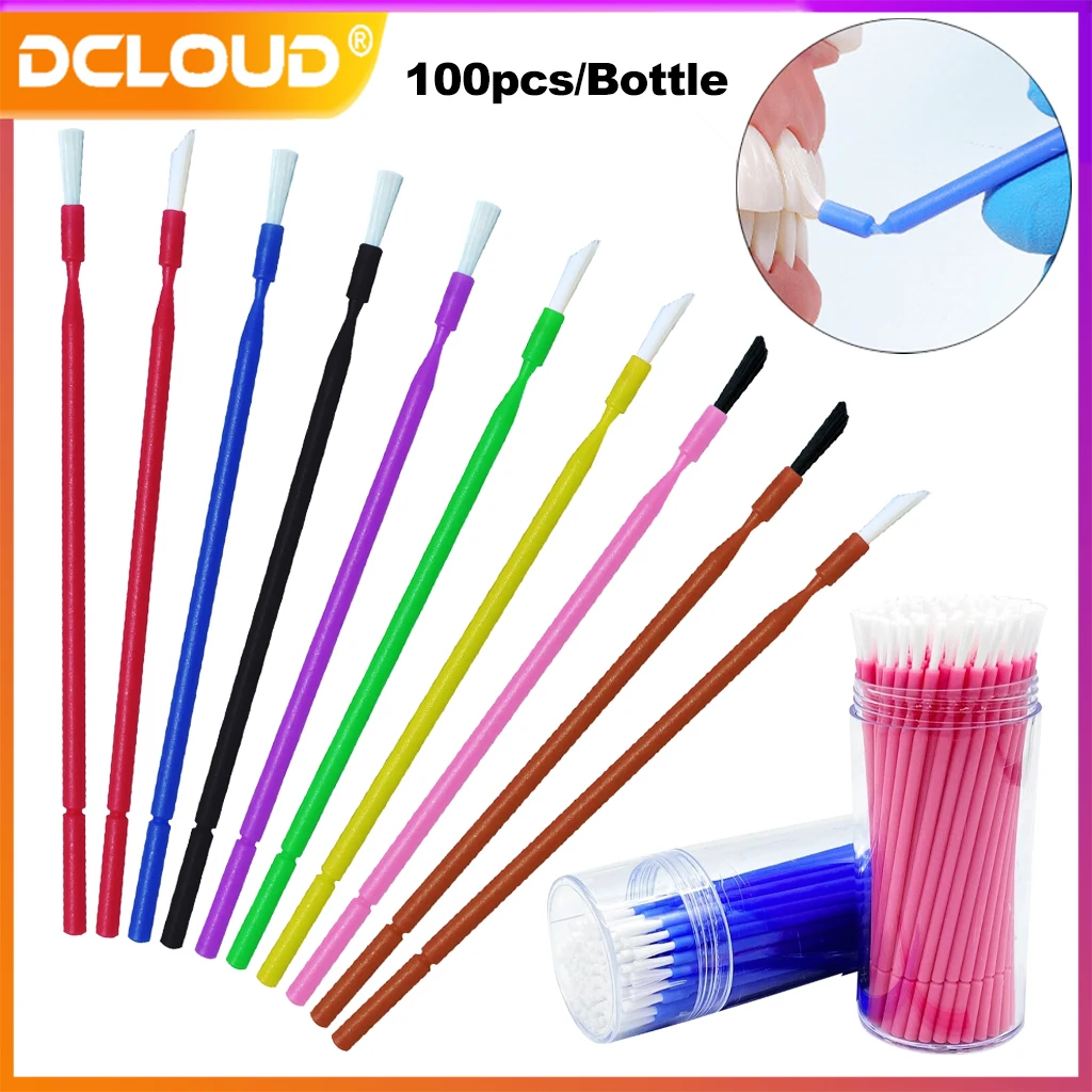 

100Pcs/Box Dental Disposable Micro Brushes Long Head Applicator Brush Dentist Odontologia Bendable Sticks Makeup Cleaner tool