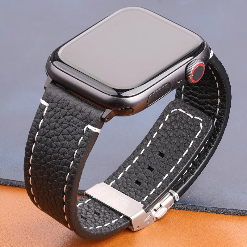 Leather Strap For Apple Watch Band Serie 7 6 5 4 Se Bracelet 44mm 45mm 40mm 41mm 42mm Women Men Iwatch Cowhide Watchband