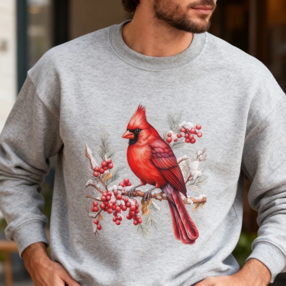 Rotes Kardinalvogel-Sweatshirt, Geschenk für Vogelliebhaber, Kardinalvogel-Kleidung für Männer und Frauen, Alltag, Freizeit, Herbst, Streetwear, Unisex-Bekleidung