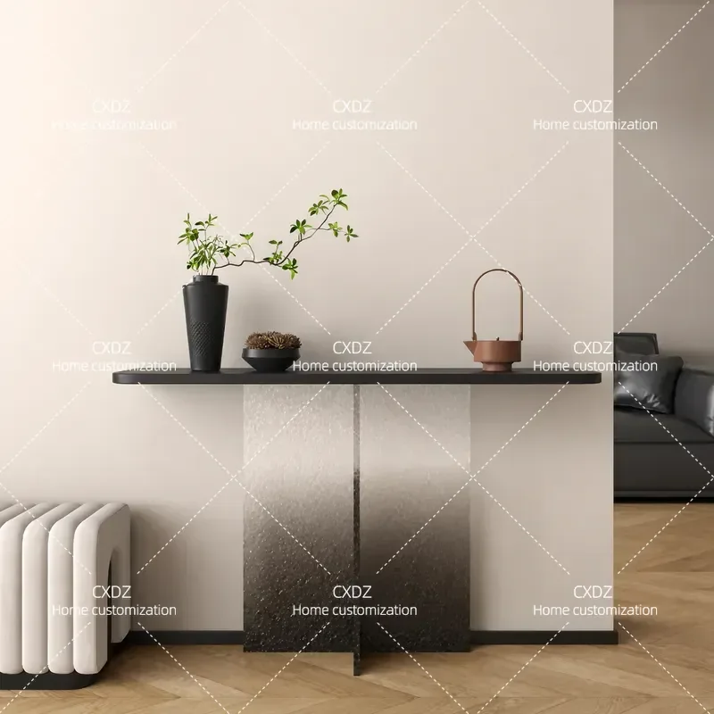 Light Luxury Ice Crack Gradient Acrylic Entryway Table Retro Simple Console Table Vintage Style End Table for Living Room