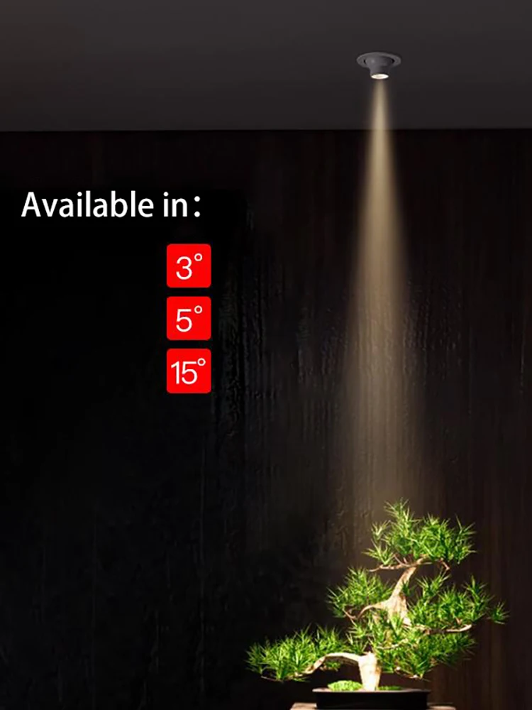 Led Mini Spotlight Small Beam Angle 3 5 15 Degree Spot Light Artistic Atmosphere Recessed Lamp Opening 55 Hole Lighting Fixture