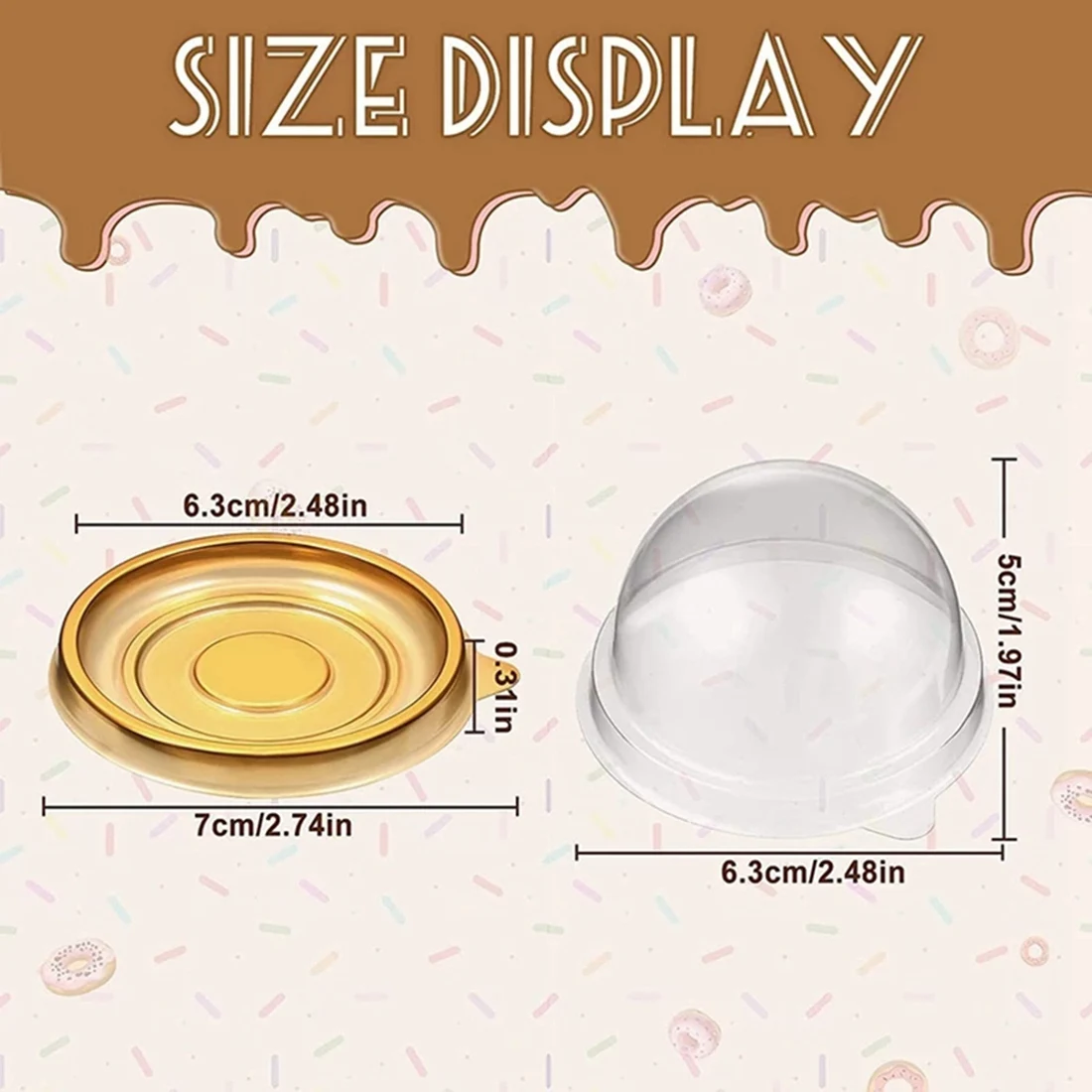 Y50A-100Pcs Clear Plastic Mini Cupcake Boxes Muffin Pod Dome Muffin Cake Container Box Individual Cupcake Dessert Container