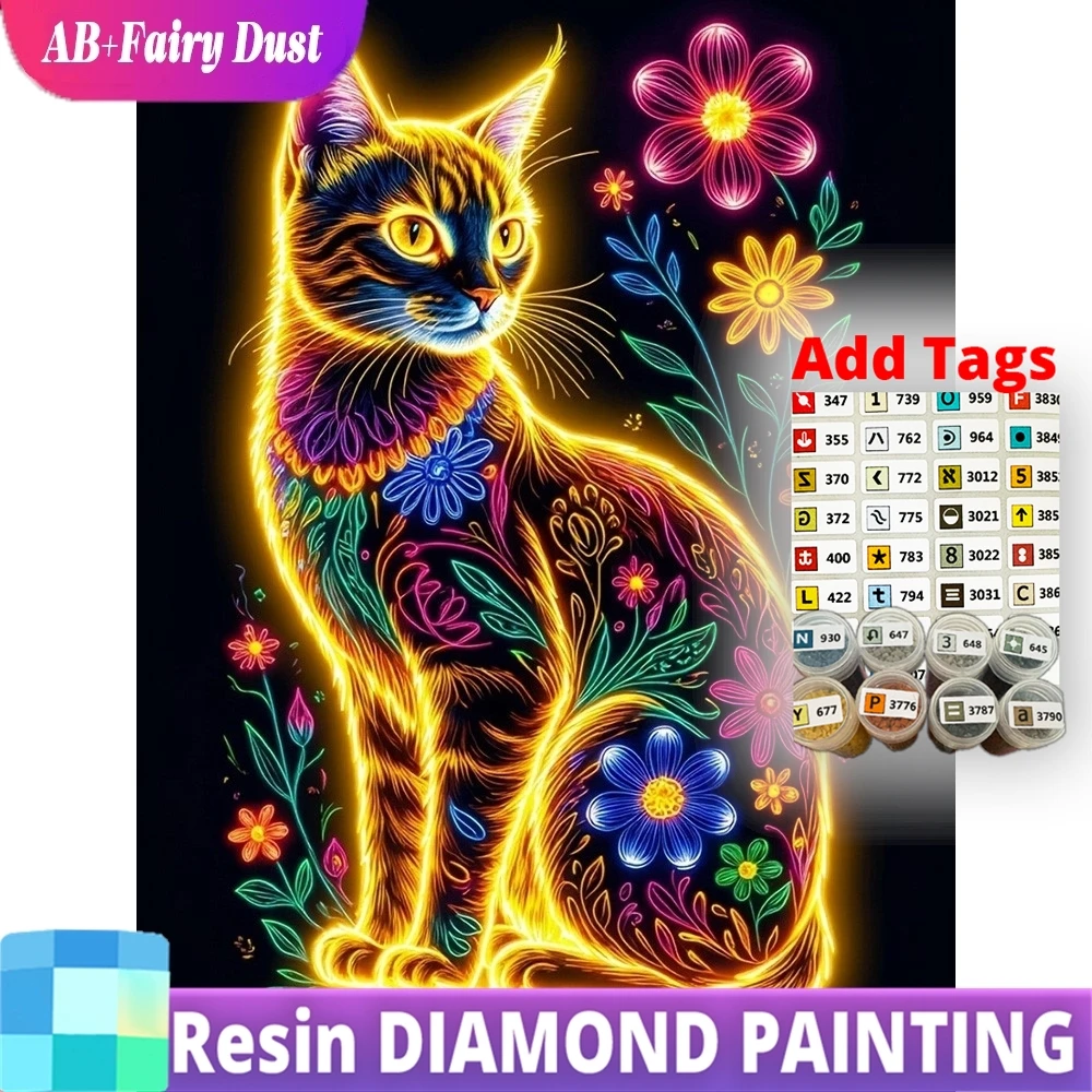

Алмазная вышивка AB Fairy Dust: кошка, животное, DIY 5D, полная выкладка, мозаика, креативный декор для стен, цветы, котята