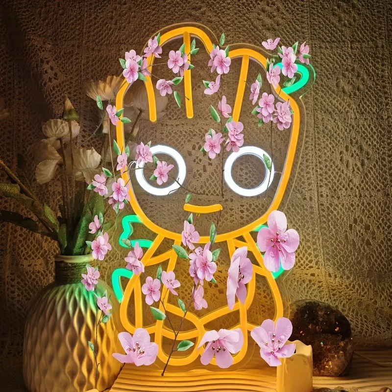 

Custom Groot Figure Style Neon Light, Ambient Light, LED Acrylic Soft Neon Wall-Mounted Room Decoration Light
