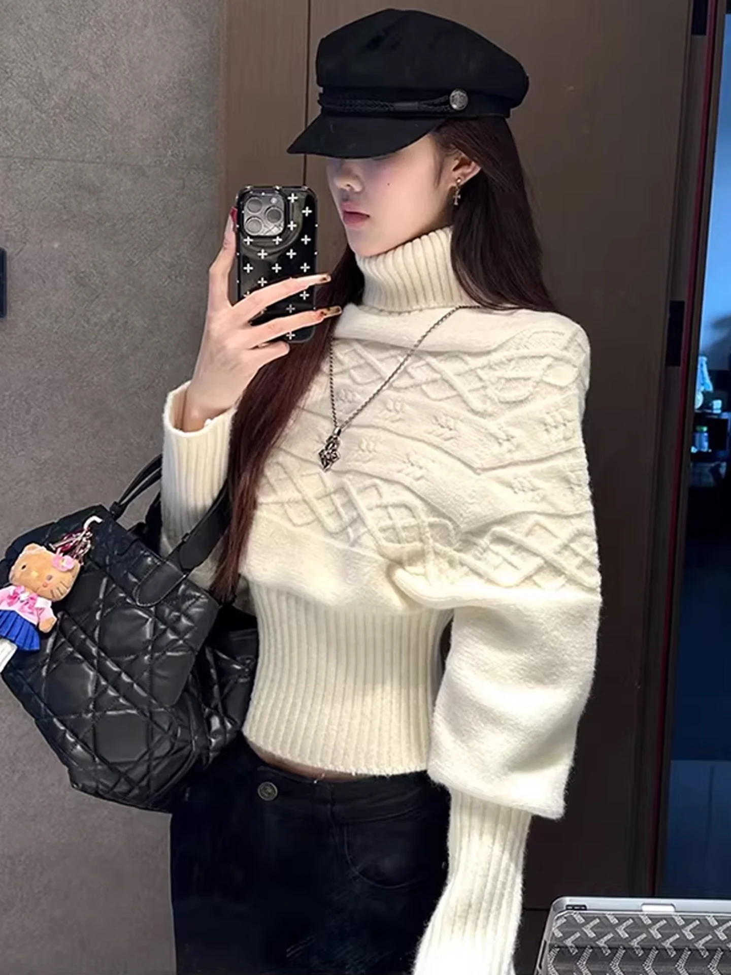 Macio aconchegante gola alta batwing sve camisola feminina outerwear malha inverno preguiçoso sle base irt cintura cinched topo