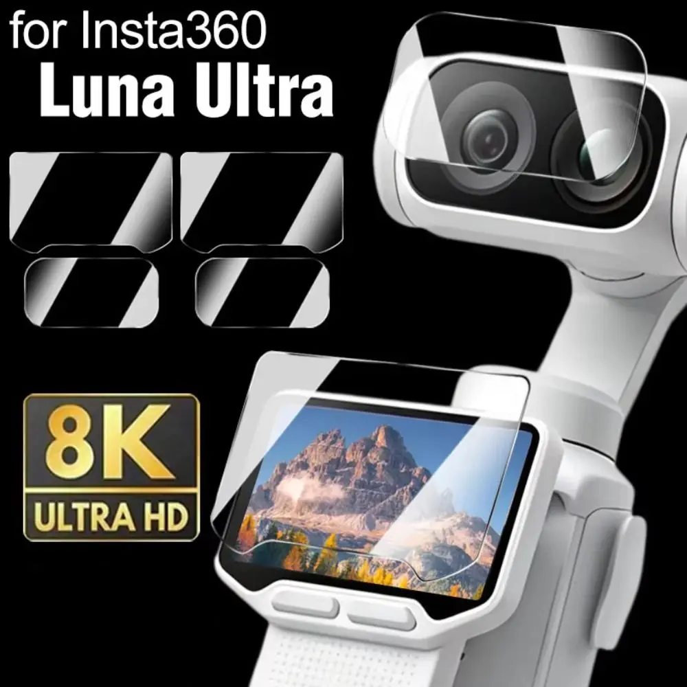 Tempered Glass Screen Protector HD Explosion Proof Lens Films Clear Anti Scratch Protective Films for Insta360 Luna Ultra