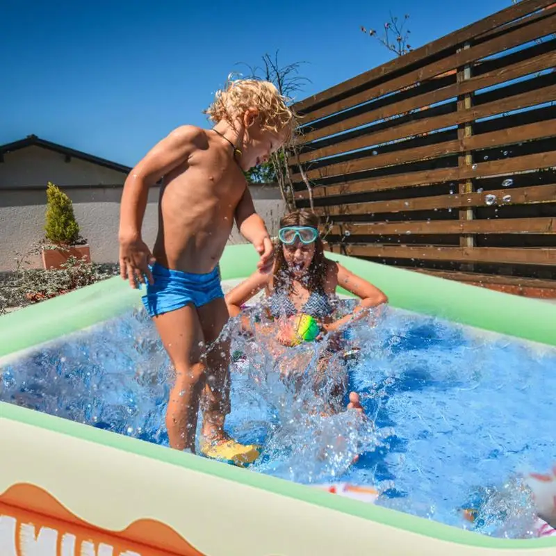 Family Inflatable Swimming Pool Blow Up Pool Wear-Resistant Above Ground Pool Full-Sized Comfortable Blow Up Pool Foldable