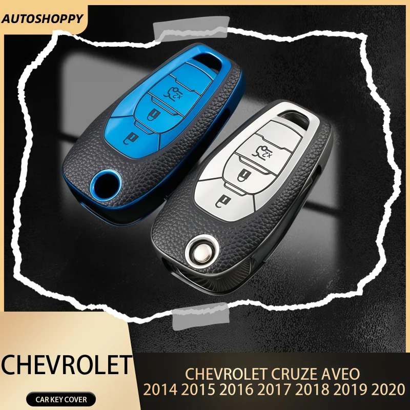 

For Chevrolet Cruze Aveo 2014 2015 2016 2017 2018 2019 2020 Leather Car Flip 3 Button Key Case Protective Cover Bag Shell Holder