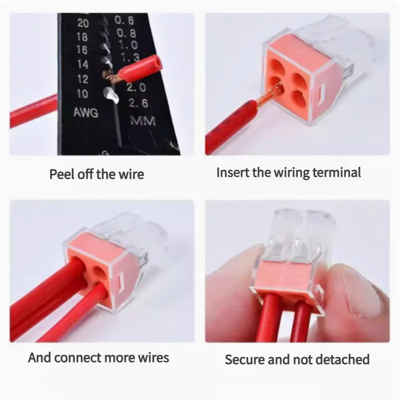 Household Direct Plug Quick Connector | Wire Terminal Block for Electricians | Hard Wire Combiner with Fast Connection