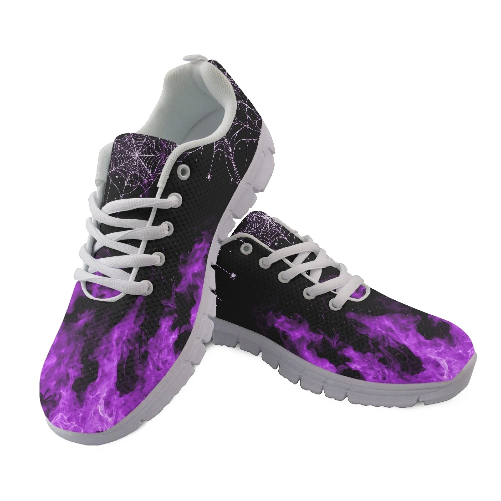 Coloranimal Flame Spider Web Travel Running Sneakers Mesh and EVA Sole Low Top Walking Shoes for Men and Women