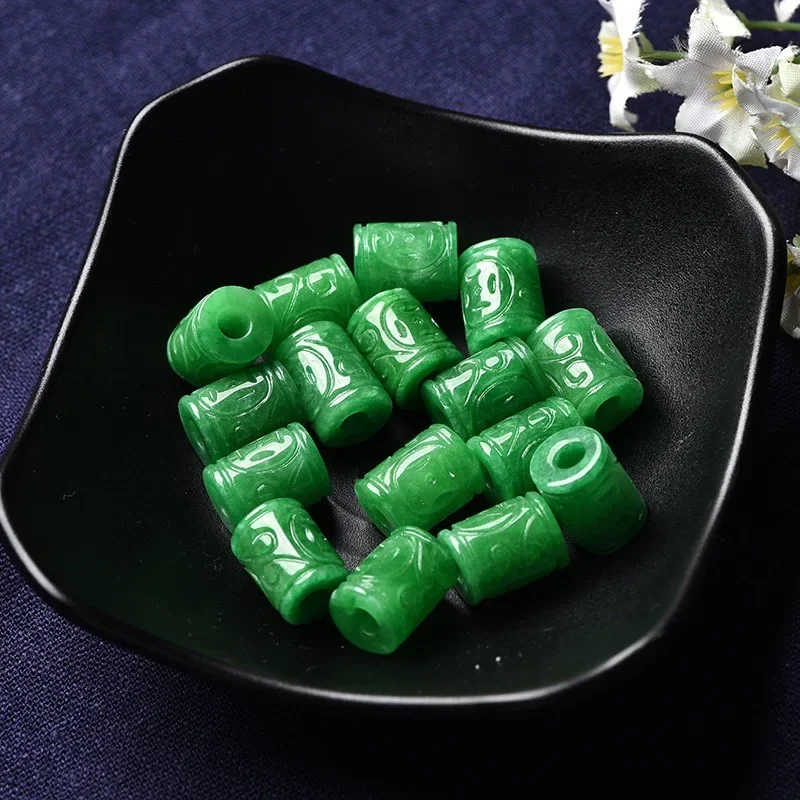 5pc Natural Green Jade Hollow Beads Doughnut Pendants Jadeite Emerald DIY Earring Bracelet Necklace Jewelry Fashion Accessories