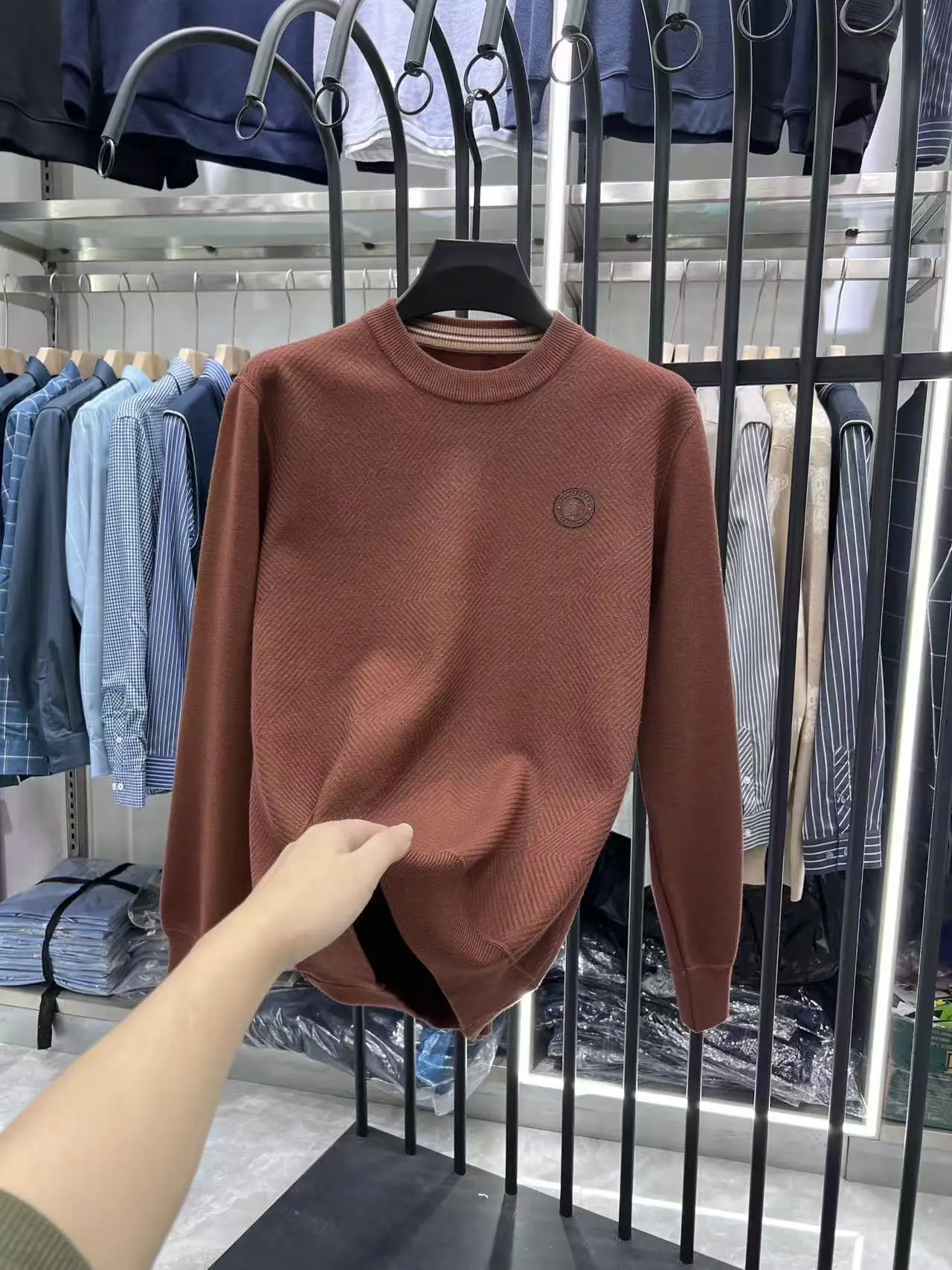 

Яхме Удобный для кожи цельный мужской вязаный свитер круглый Ne Long Sve Теплый на подкладке осень-зима Faion Basic Sol...