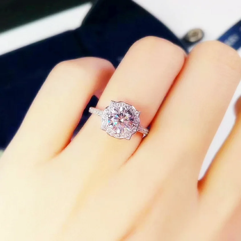 

High Carbon Diamond Ring Women's 925 Sterling Silver Gold Plated 1 Carat Diamond Proposal Wedding Ring