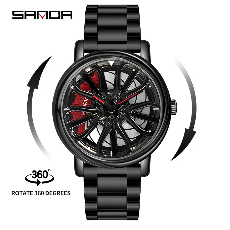 SANDA P1057 Fashion Brand Quartz Men\'s Watches Luxury Casual Wristwatch Wheel Series Dial Waterproof Men Watch Relogio Masculino