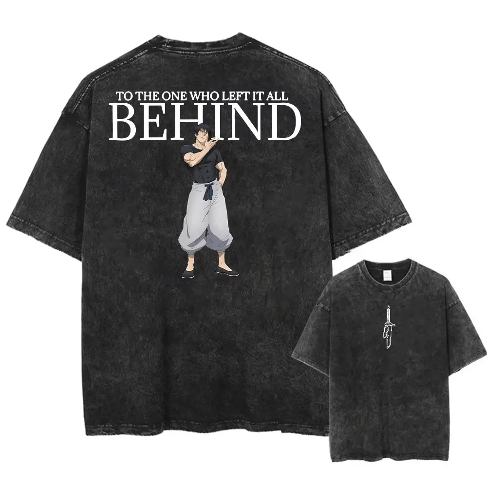 

Jujutsu Kaisen Oversized Men's T Shirts Womens Vintage Washed Casual Short Sleeved Graphic Tee Streetwear Y2k Clothes Top Summer