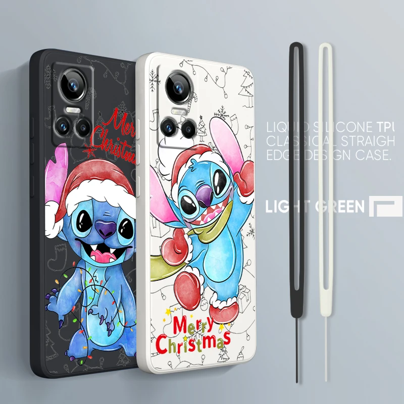 Christmas Anime Stitch For OPPO Realme GT Neo 3 2 Master 8 9 Narzo 50A 50i Reno 7 Silicone Soft Liquid Rope Phone Case Cover