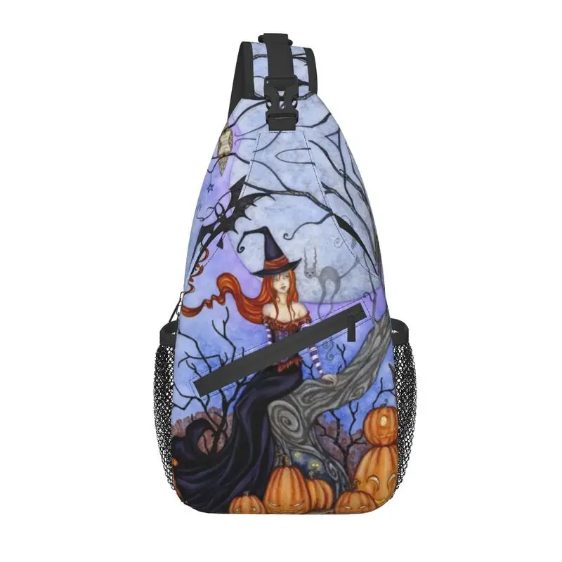 

Halloween Tree Witch Pattern Sling Bag for Men Fashion Occult Gothic Magic Shoulder Crossbody Chest Backpack Traveling Daypack