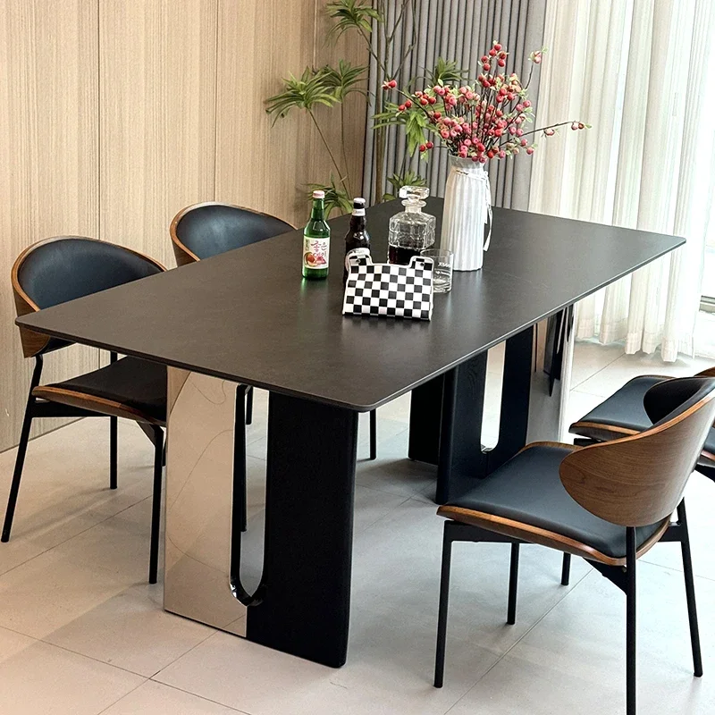

Rock Dresser Coffee Design Light Table Nordic Dining Minimalist Stainless Steel Table Chair Combination Mesa Jantar Furniture