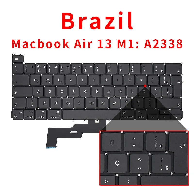 Teclado de ordenador portátil para Macbook Air, 13 pulgadas, M1, A2338, ee. Uu., reino unido, rusia, alemania, francia, españa, brasil, italia, Portugal, PT, turquía, TR, tailandés