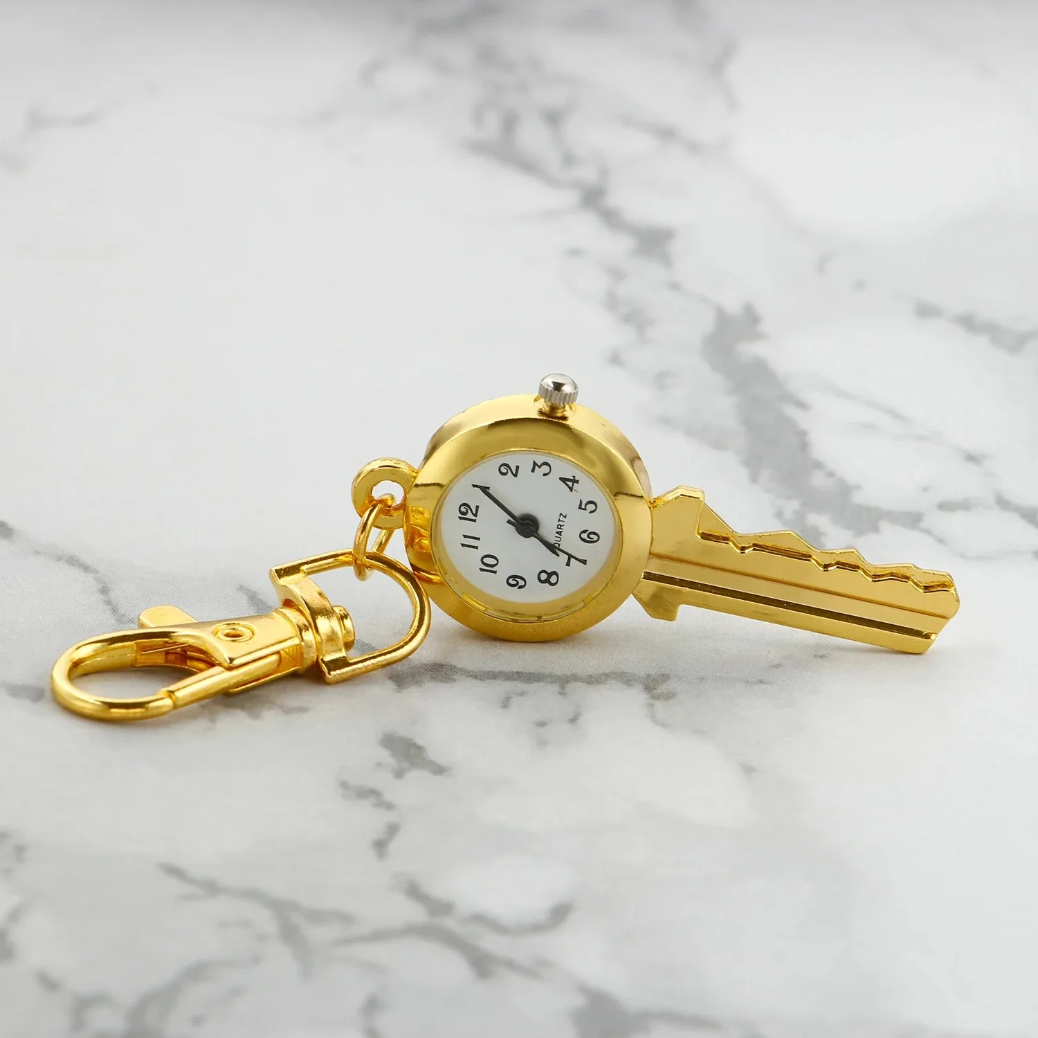 Luxury Gold Keychain Creative Quartz Watch for Men Kids Accessory Chain Clock Practical Exquisite Gift for Women Men Children