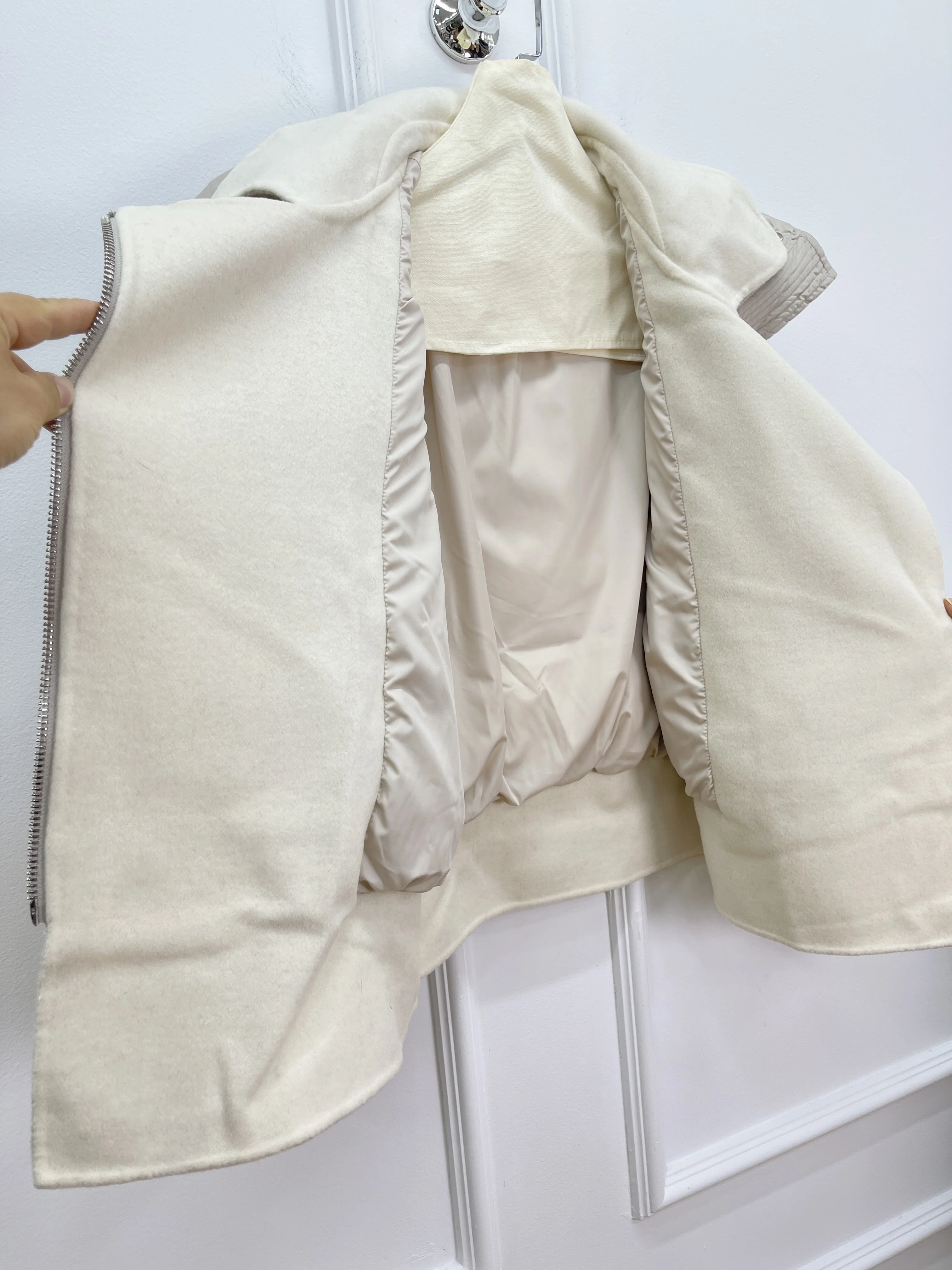 Automne et hiver nouvelle mode de haute qualité cachemire Double face en Nylon faux deux pièces conception col montant doudoune d'oie pour