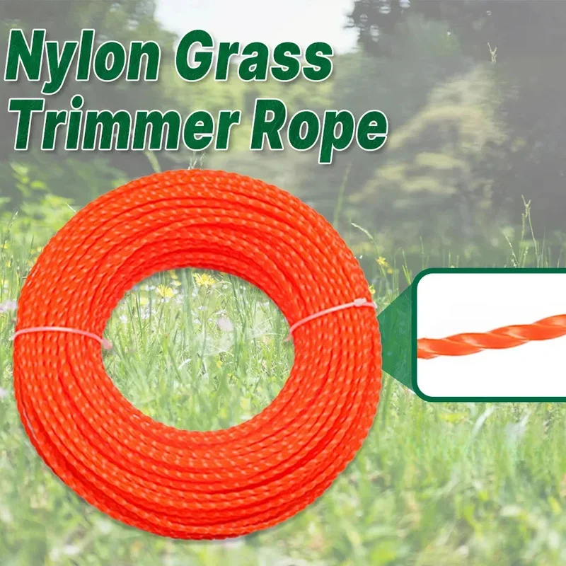 2pcs 10m*2.4mm/2.7mm/3mm/3.5mm Nylon Grass Trimmer Rope Spiral Brush Cutter Strimmer Line Mowing Wire Lawn Mower Accessory