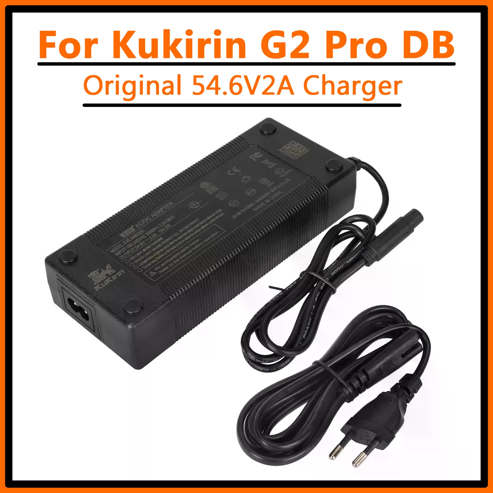 

Зарядное устройство 54,6 В, 2 А для электрического скутера Kukirin G2 Pro DB, оригинальный адаптер питания и светодиодный индикатор, защита безопасности, вилка стандарта ЕС/США/Великобритании