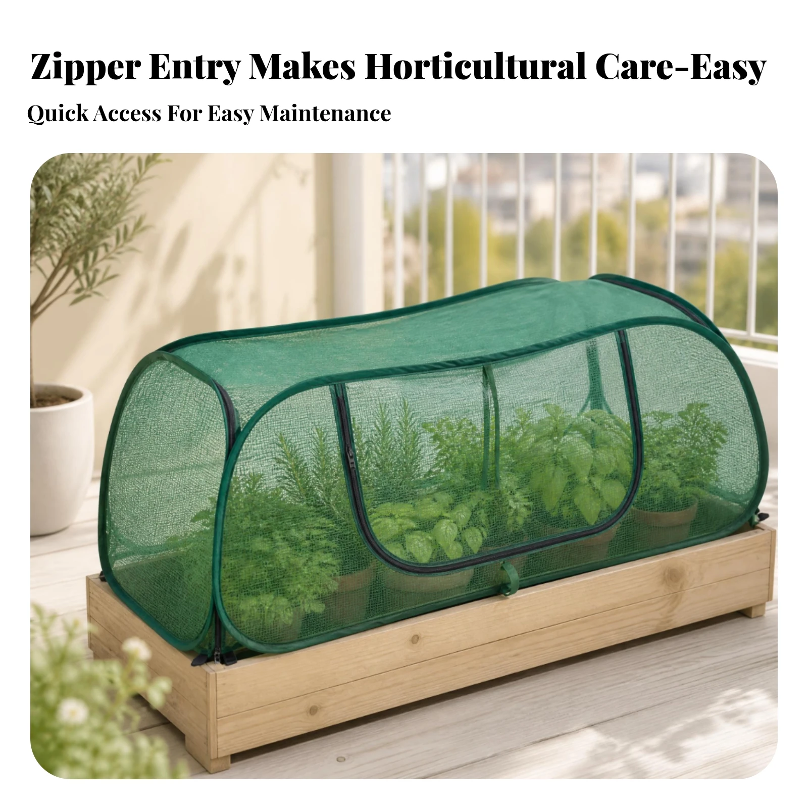 Zippered Plant Tunnel Shaded Framed Mesh Plant Shield Protection Cover Easy Setup Garden Mesh Tent Open Bottom Design