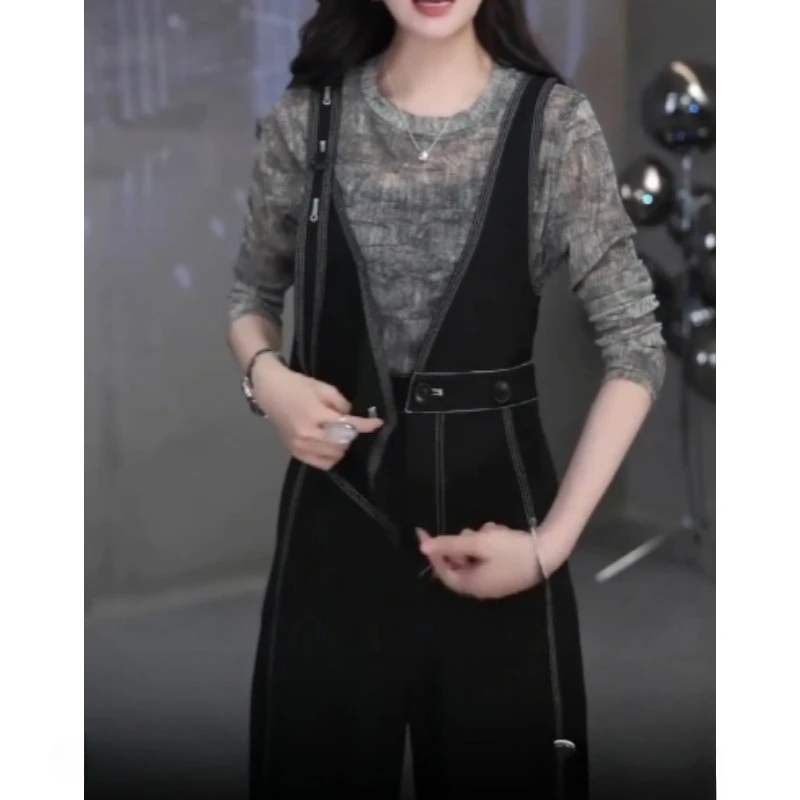 Spring and Summer New Hepburn Wind Meat Suspenders Women Tall Loose  Korean Version Design Sense of Commuter Romper [Slimming]