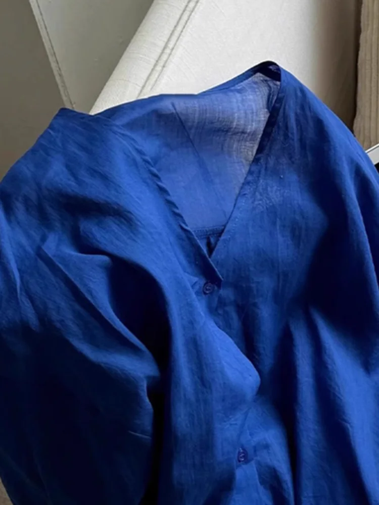 Luźny lniany długi sweter damski wiosna lato dekolt w serek bawełna len ochrona przed słońcem otwarty kardigan wczesna jesień top