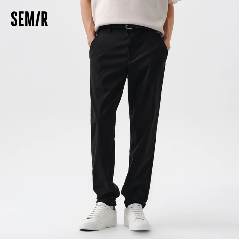 Semir 2024 Casual Pants Men Spring Daily Simple Classic Texture Commuter Pants Fashion Trend Elastic Small-Legged Trousers