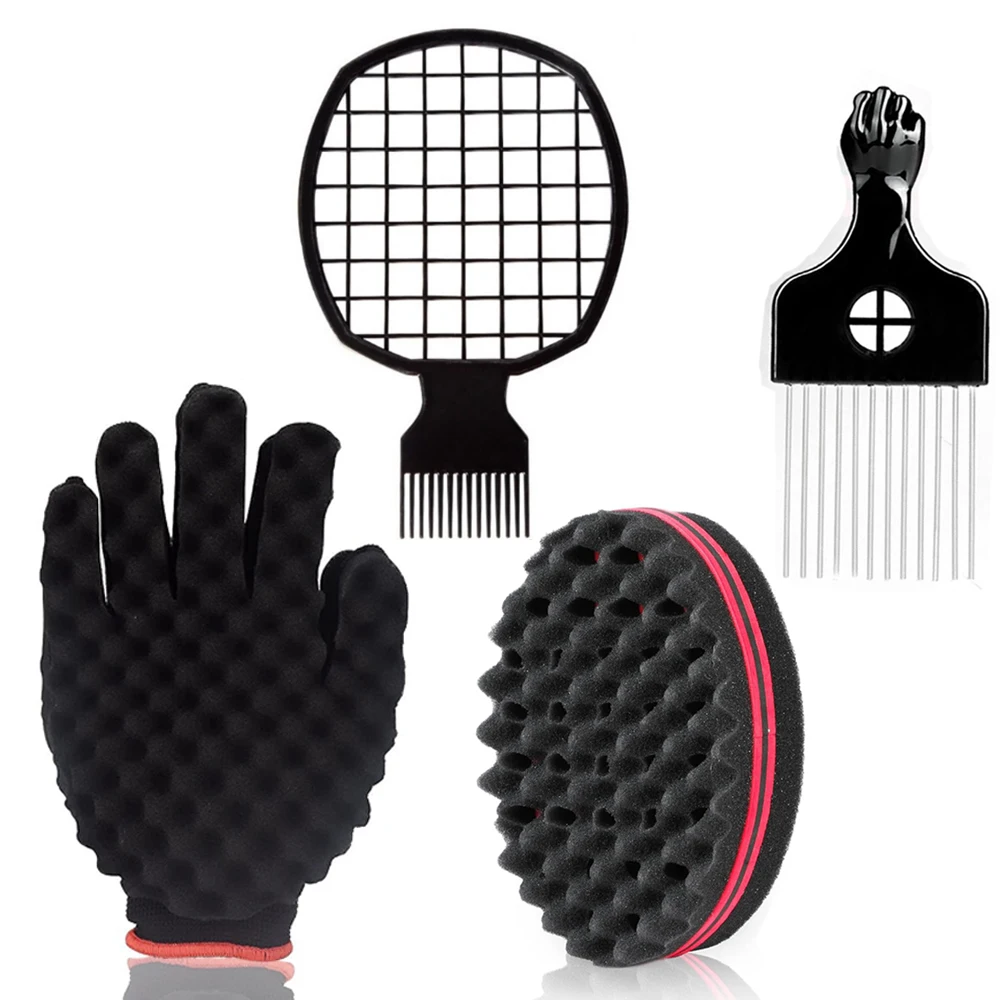 Barber Shop Men Hair Braider Twist Sponge Gloves African Hair Styling Fork Comb Hair Curls Foam For Salon Hairdressing Tools