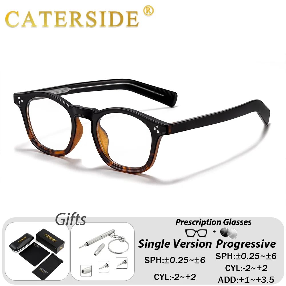 CATERSIDE Men Custom Prescription Glasses Fashion Propionate Spring Hinge Optical Glasses Women Home Office Protective Eyewear