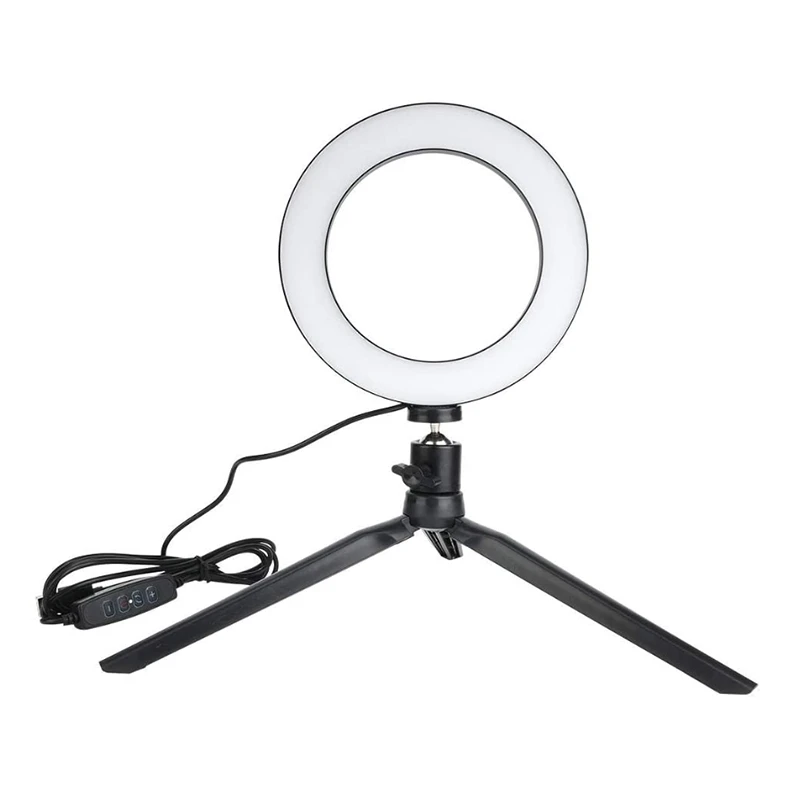 16Cm LED Dimmable LED Video Ring Light Camera Lamp Kit With USB Connection For Desktop Tripod Mobile Phone Holder