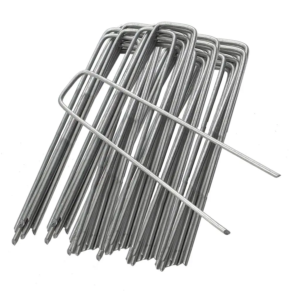 

50 PCS Garden Pegs Stakes Staples Securing Lawn U Shaped Nail Pins Ideal for Weed Control Membrane/Fabric/Artifical Grass/