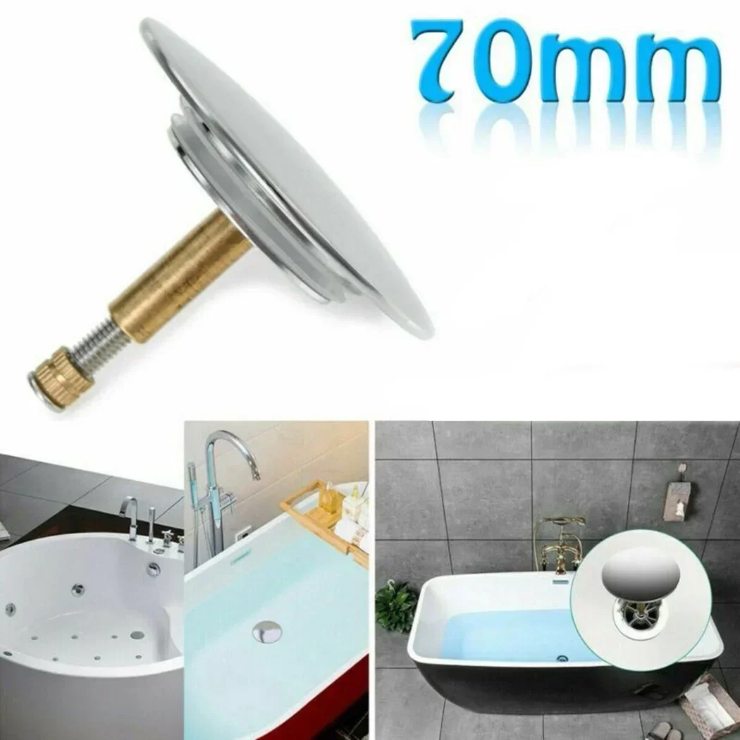 70mm Bath Basin Waste Stopper Plug Bath Replacements Plug Adjustable Bathroom Drain Plug Replacement Accessories Part