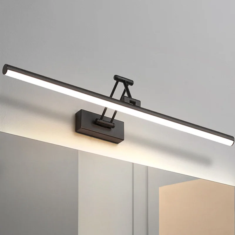 

DINDALLED IP44 Bathroom Mirror Light Modern Retractable LED Vanity Lamp for Makeup Black and White Wall Sconce