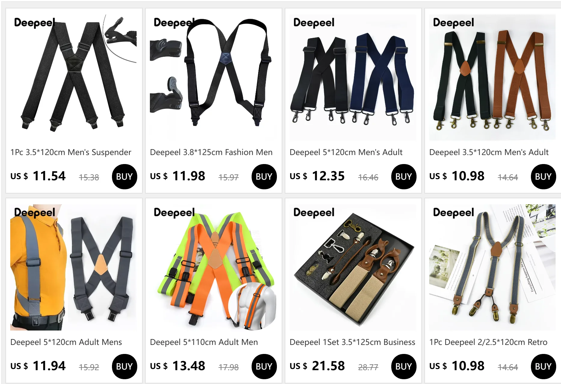 1 Stück Deepeel 3,5 cm breit Erwachsene Herren Hosenträger 2 Clips verstellbare Träger elastische Hosenträger Kostüm Hosenträger Harness Mann für Hosen – Detail 1
